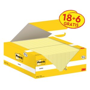 post it pack de 24 blocs de 100 forma rectangular 38x51mm color amarillo claro