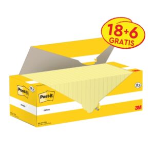 post it pack de 24 blocs de 100 notas adhesivas reposicionables forma cuadrada 76x76mm color amarillo claro