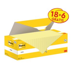 post it pack de 24 blocs de 100 forma rectangular 76x127mm color amarillo claro