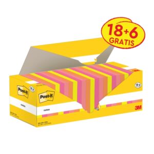 post it pack de 24 blocs de 100 forma cuadrada 76x76mm colores surtidos