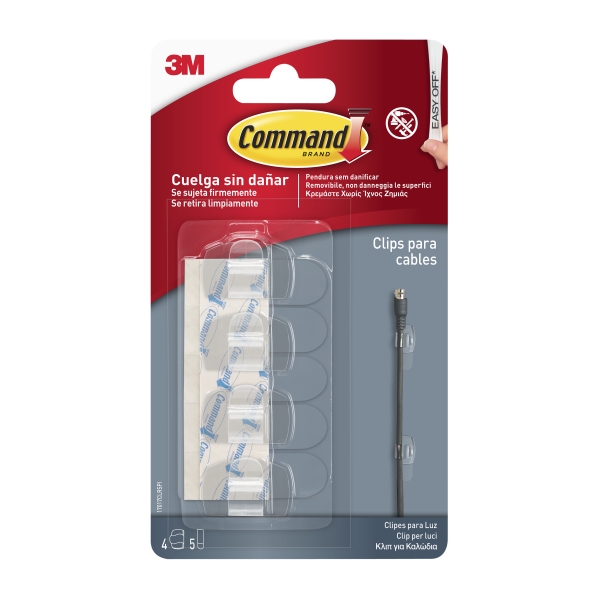 command clips organizador de cables redondos uso en interior color transparente