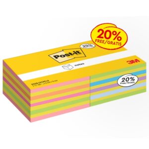 post it pack de 2 cubos de 450 notas adhesivas reposicionables forma cuadrada colores surtidos