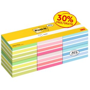 post it pack de 6 cubos de 450 notas adhesivas reposicionables forma cuadrada colores surtidos