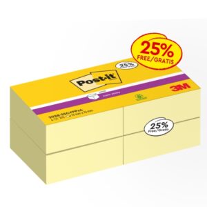 post it super sticky pack de 4 cubos de 270 notas adhesivas reposicionables forma cuadrada color amarillo claro