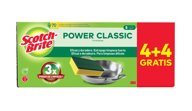 scotch brite classic pack de 8 estropajos de cocina promocion 4 + 4 gratis color amarillo