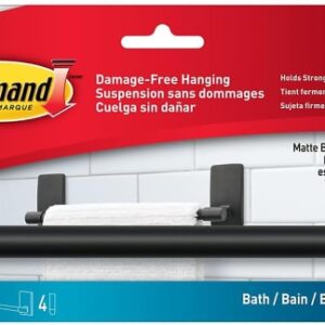 command toallero para aseo soporta hasta 1.3kg incluye 4 tiras adhesivas resistente al agua y oxido color negro