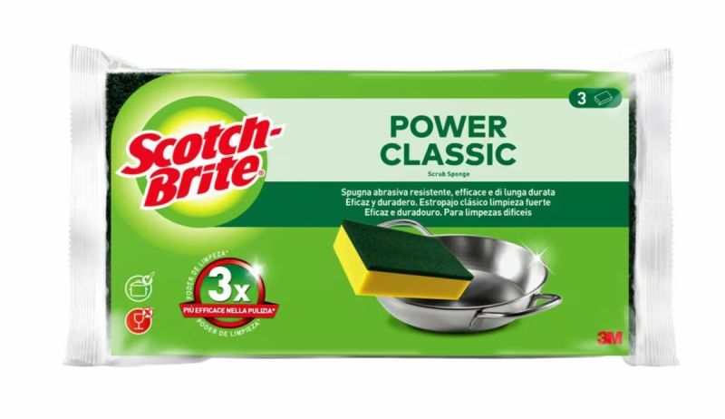 scotch brite basic pack de 3 estropajos laminado con esponja color verde