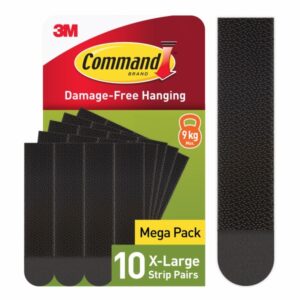 command pack de 20 tiras adhesivas para colgar cuadros 10 pares xl color negro