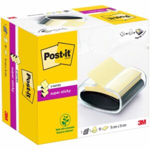 post it super sticky dispensador con bloc de 90 z notas adhesivas dispensador pro forma cuadrada 76x76mm color negro