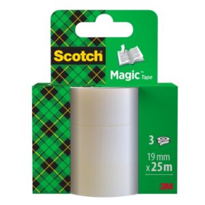 scotch magic pack de 3 cintas adhesivas invisible recambio 19mm x 25m color transparente
