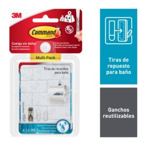 command pack de 16 tiras adhesivas de repuesto formatos surtidos resistente al agua color azul
