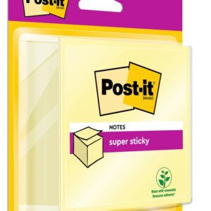 post it super sticky cubo de 270 notas adhesivas reposicionables 76x76mm 100% pefc color amarillo claro