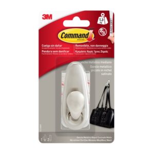 command forever gancho metalico mediano 2 tiras adhesivas soporta hasta 1.3kg color niquel pulido