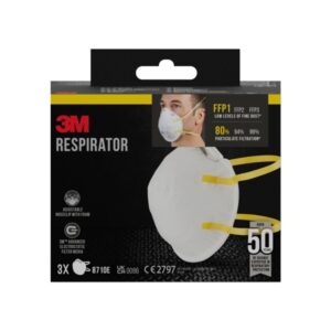 3m pack de 3 mascarillas para particulas ffp1 desechable sin valvula para niveles bajos de particulas color blanco