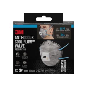 3m pack de 2 mascarillas para particulas ffp2 desechable con valvula para niveles medios de particulas color gris