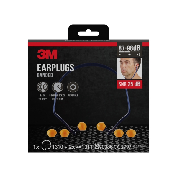 3m tapones para oidos con banda snr hasta 25db 1 par de tapones premontado 2 pares de tapones de repuesto color naranja