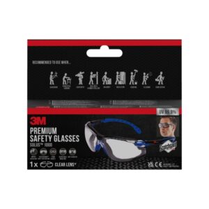 3m solus gafas de seguridad junta de espuma acoplable revestimiento antivaho lente transparente antirrayaduras proteccion uv color negro/azul