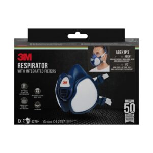 3m mascarilla de media cara filtros integrados proteccion combinada reutilizable color azul/blanco