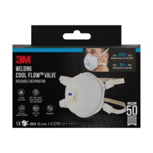3m mascarilla para particulas ffp2 con valvula especial soldadura reutilizable para niveles medios de particulas color blanco