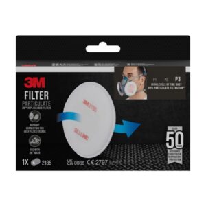 3m filtros de repuesto para mascara de media cara proteccion contra altos niveles de particulas p3 1 par color blanco