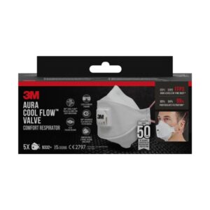 3m aura comfort cool flow pack de 5 mascarillas para particulas ffp3 desechable con valvula para altos niveles de particulas color blanco