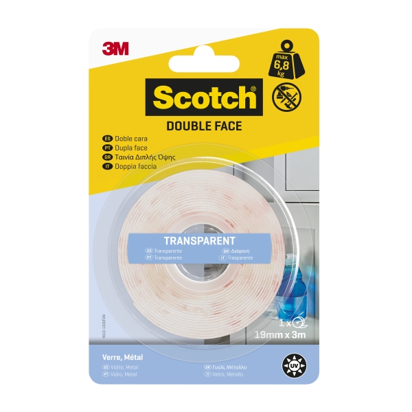 scotch cinta adhesiva de doble cara 19mm x 3m color blanco