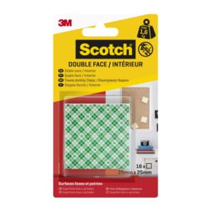 scotch pack de 16 adhesivos de montaje 25x25mm uso en interior cuadrado color blanco