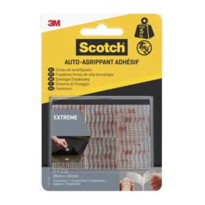 scotch extreme pack de 6 cierres adhesivos reposicionables 25x25mm color transparente
