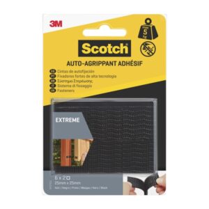 scotch extreme pack de 6 cierres adhesivos reposicionables 25x25mm altas prestaciones color negro