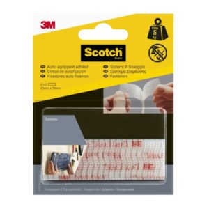 scotch extreme pack de 2 cierres adhesivos reposicionables 25x75mm color transparente