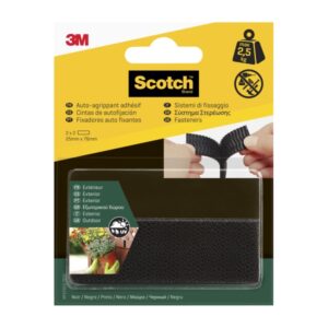 scotch pack de 2 cierres adhesivos reposicionables 25x76mm uso en exterior color negro