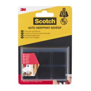 scotch pack de 12 cierres adhesivos reposicionables 22x22mm uso en interior color negro