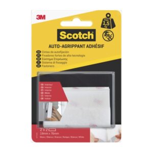 scotch pack de 2 cierres adhesivos reposicionables 19x76mm uso en interior color blanco