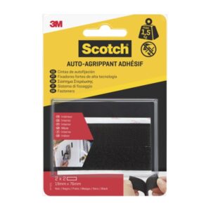 scotch pack de 2 cierres adhesivos reposicionables 19x76mm uso en interior color negro