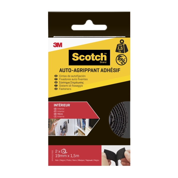 scotch cierres adhesivos reposicionables 19mm x 1.5m uso en interior color negro