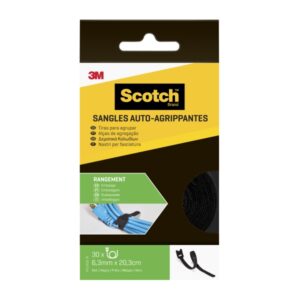scotch pack de 30 tiras organizadoras de cable 6.3mm x 20.3cm color negro