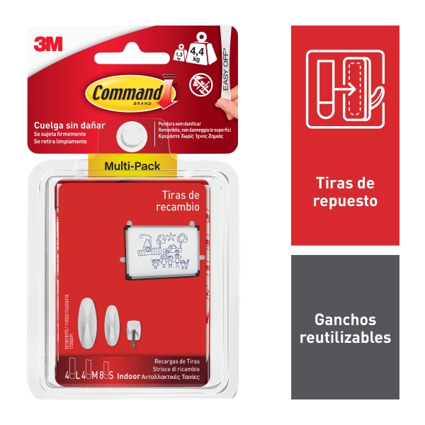 command tiras adhesivas de repuesto formatos surtidos soporta hasta 4.4kg color transparente
