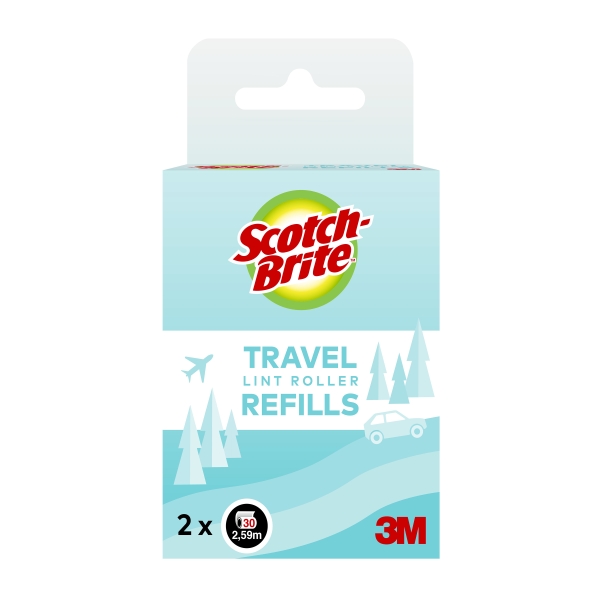 scotch brite recambios del pack de 2 rodillos quitapelusas de viaje 30 hojas por rodillo color negro