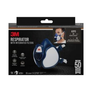 3m mascarilla de media cara filtros integrados proteccion contra vapores organicos reutilizable color blanco/azul