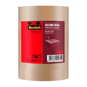 scotch pack de 3 precintos de embalaje 50mm x 66m sellado seguro color marron