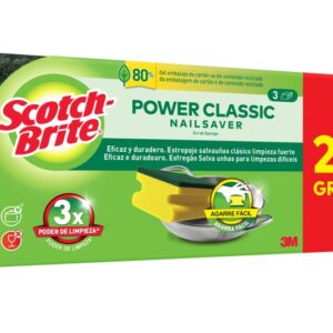 scotch brite classic pack de 3 estropajos de cocina proteccion para los dedos promocion 2 + 1 gratis color amarillo