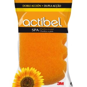 actibel spa esponja corporal de doble accion 1 lado suave 1 lado exfoliante ergonomica color naranja