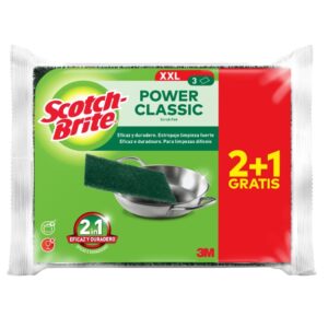 scotch brite classic pack de 3 estropajos de cocina xl promocion 2 + 1 gratis color verde oscuro