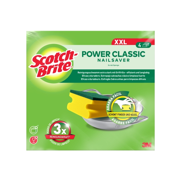 scotch brite classic pack de 4 estropajos de cocina xl proteccion para los dedos color amarillo