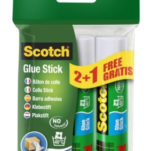 scotch pack de 3 pegamentos en barra adhesivo solido 21gr por unidad promocion 2 + 1 gratis color transparente