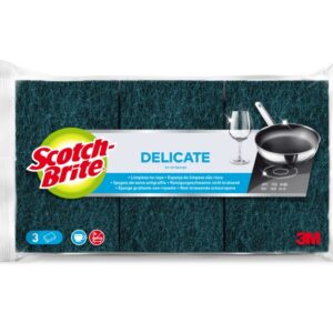 scotch brite delicate pack de 3 estropajos de cocina no raya color verde oscuro