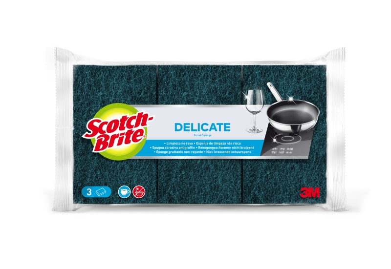 scotch brite delicate pack de 3 estropajos de cocina no raya color verde oscuro