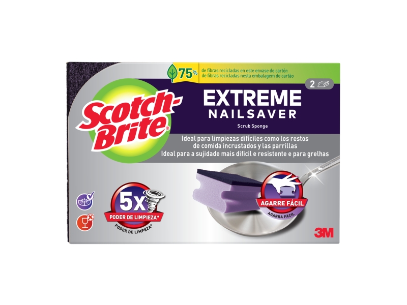 scotch brite extreme pack de 2 estropajos de cocina proteccion para los dedos color morado