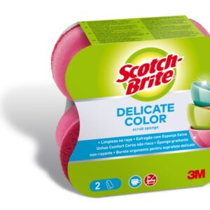 scotch brite delicate color pack de 2 estropajos de cocina proteccion para los dedos no raya color rosa