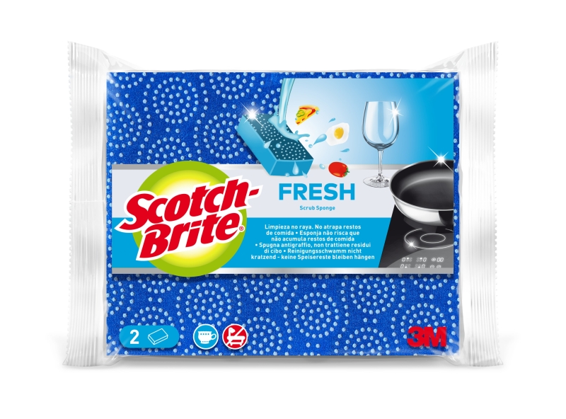 scotch brite fresh pack de 2 estropajos de cocina no raya color azul